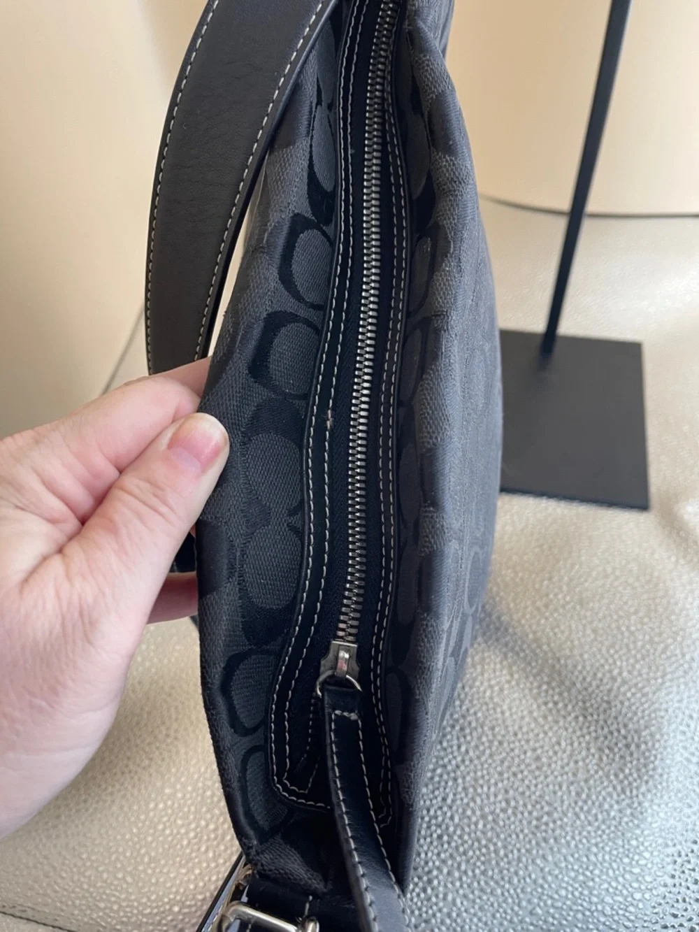 Coach Canvas and Leather Mid 2000s Black Signature Jacquard Bucket Bag E25-6076 - Picture 9 of 10